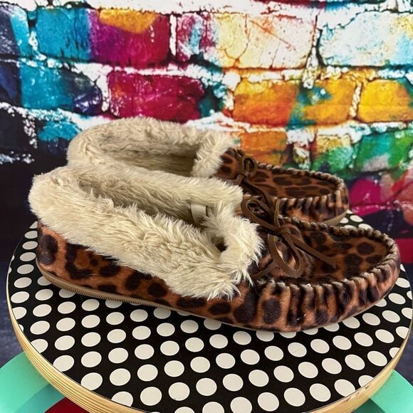 J.Crew Shoes - J. Crew Leopard Calf Hair Moccasin Slippers Style AF727 Size 9
